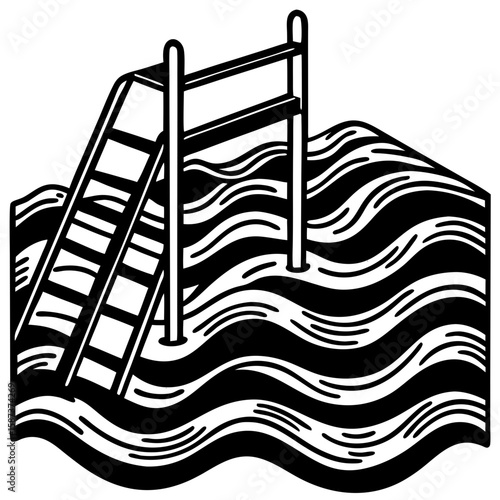 Rustic Diving Platform Illustration for Ocean and Adventure