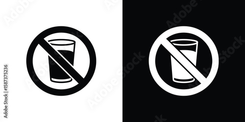 Two No Drinks Allowed Sign Images Black Drink Icon White Drink Icon Variations