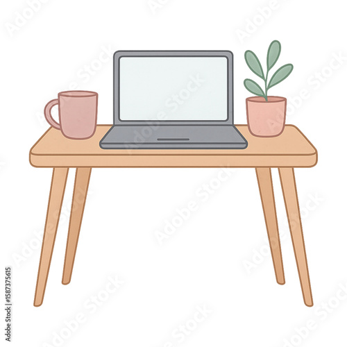 Minimal home office desk with laptop – Work from Home Icon