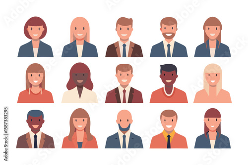 Diverse Professionals Faces in an array: Capturing the essence of modern business.