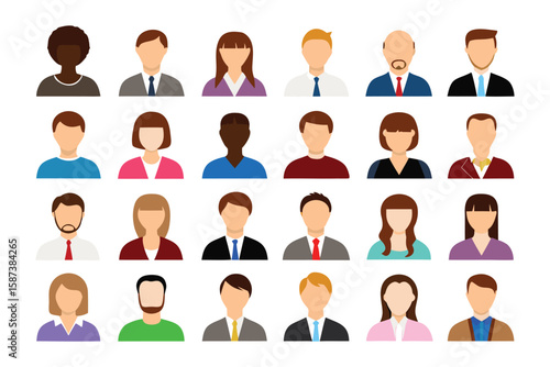 Diverse Avatars: A vibrant collection of diverse avatars representing people from various backgrounds, each with their own unique identity and characteristics.
