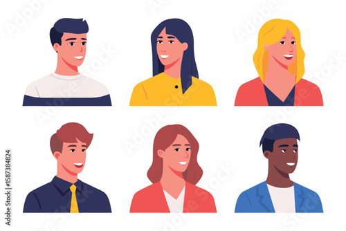 Diverse Portraits: A collection of stylized portraits showcases a vibrant array of individuals, each with unique features and expressions, embodying the essence of diversity and representation.