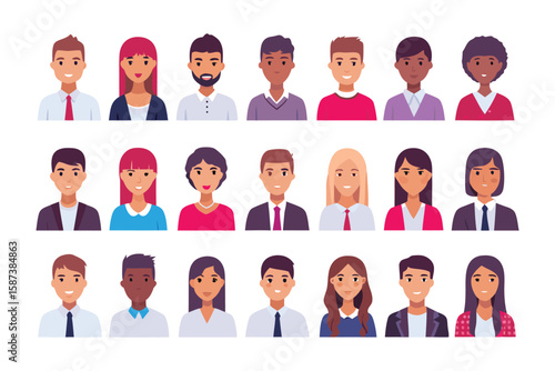 Diversity in Unity: A vibrant collection of avatars represents a broad spectrum of ethnicities, celebrating diversity and inclusion in a digitally stylized representation.