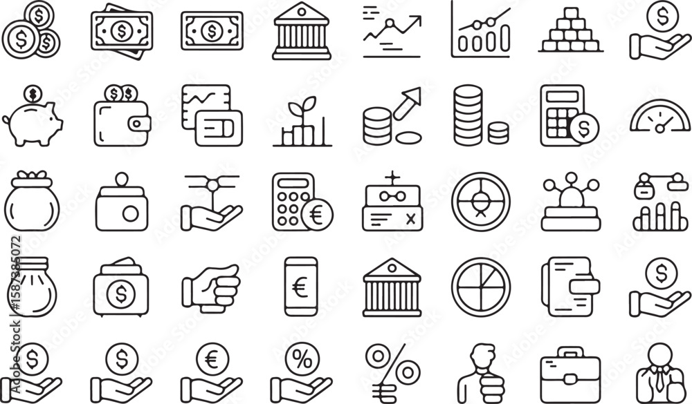 Fototapeta premium Financial, Investment, and Business Icons Set