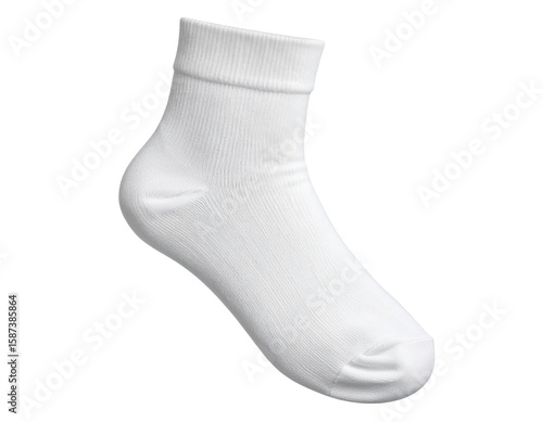 Blank White Short Ankle Sock Template Front View for Branding Mockup, Isolated PNG