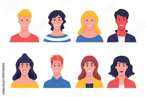 Diverse Portrait: A compilation of diverse individuals, each portraying unique features, embodying individuality and representation of variety in illustration.