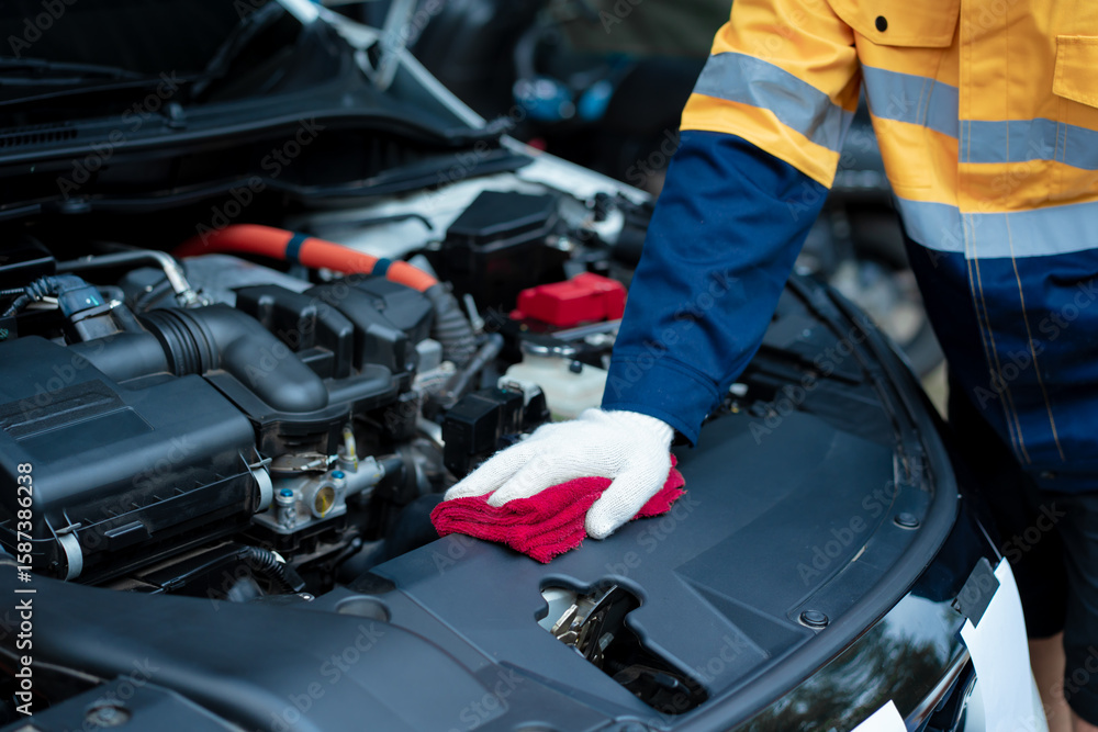 Asian male automotive technician who inspects, repairs, and maintains all vehicle systems,ensuring safe and optimal performance through expertise in engines, brakes, transmissions electrical systems Asian male automotive technician who inspects, repairs, and maintains all vehicle systems,ensuring safe and optimal performance through expertise in engines, brakes, transmissions electrical systems