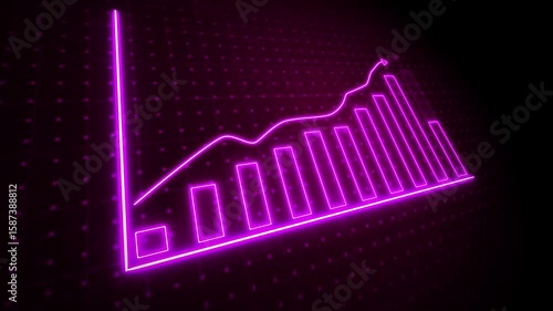 Business graph of Sells profit. neon growth chart concept.