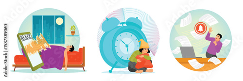 Sleep Tracking, Sleep Deprivation, Work Pressure. Stress management concept.