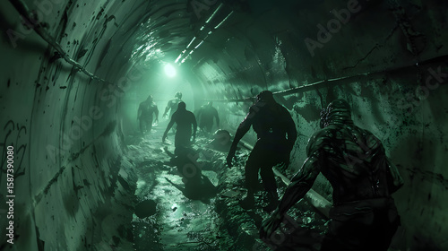 underground bunker war against mutant zombies