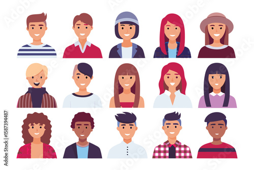 Collection of Diverse Portraits: A curated assembly of various individuals, each representing a unique face with distinct characteristics, offering a glimpse into the richness of human diversity.