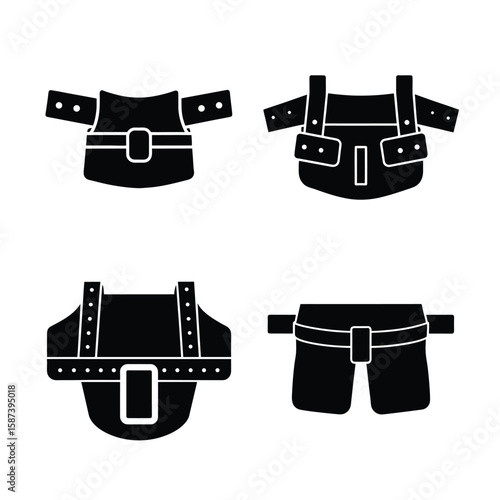 Toolbelt, Editable Black Silhouette Vector, Commercial-Safe Design for Marketplace Use