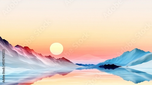 Wallpaper Mural Pastel mountain lake sunset landscape tranquil nature scene Torontodigital.ca