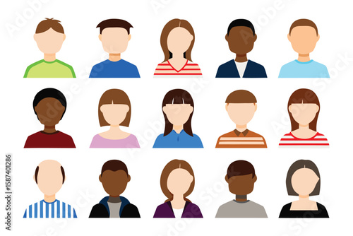 Diverse Avatar Collection: A curated collection of diverse avatar profiles, illustrating a wide range of identities and emphasizing the varied faces of modern society.