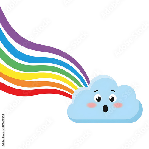 Surprised cloud emanating vivid rainbow colors