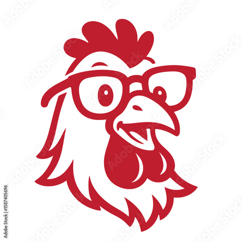 A quirky rooster character sporting round glasses, designed in a bold black and white palette. This minimalist logo blends humor and charm with a modern edge, perfect for standout branding.