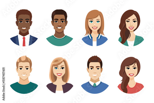 Diverse Faces Representing Themselves: An assortment of illustrations, each one representing a diverse individual expressing varying emotions and expressions. This vibrant.
