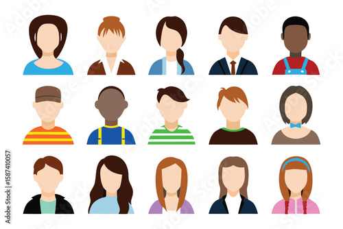 Diversity of Faces: A collection of diverse, faceless individuals, each representing a unique person. This collection showcases inclusivity.