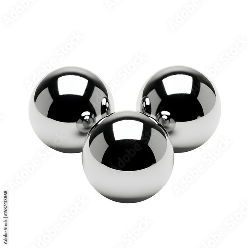 Metallic spheres against a dark backdrop