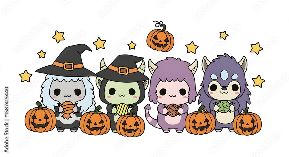 Obraz premium halloween pumpkin set