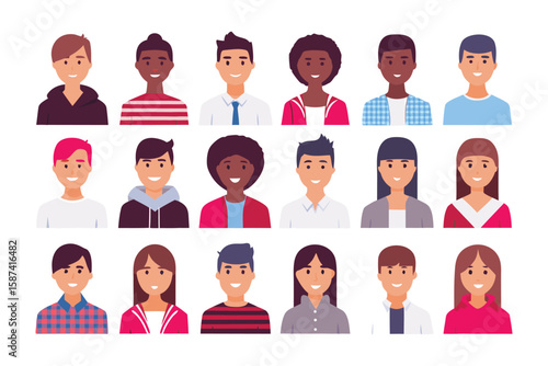 Diverse Faces, Unified Spirit: A vibrant collection of individuals, each with their unique features, representing unity and diversity in a beautifully illustrated composition.