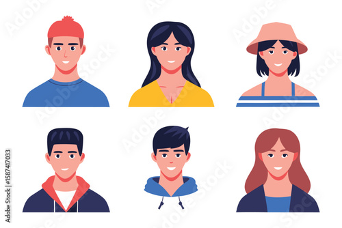 Diversity in Faces: An array of cartoon faces of different ages, genders, and backgrounds, each one conveying a unique story, celebrating humanity's beautiful variety.