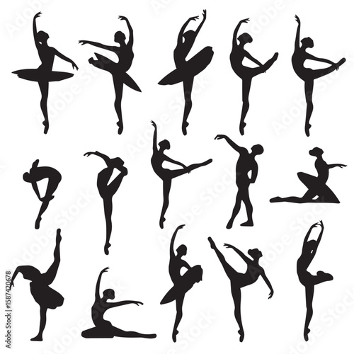 Elegant Silhouettes A Collection of Ballet Dancer Poses for Artistic and Design Projects Featuring Movement, Grace, and Dynamic Forms in Ballet Positions