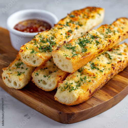 Homemade Garlic Bread Sticks with Cheese and Seasoning