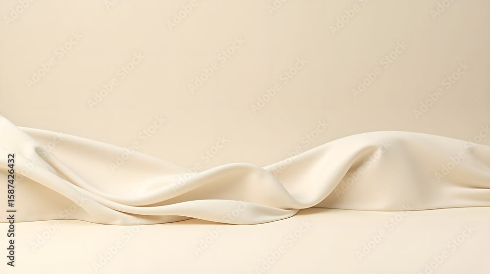 Obraz premium Folded Beige Silk Fabric in Soft Lighting 