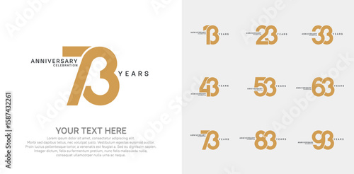 Anniversary logo set vector design, brown color for celebration event