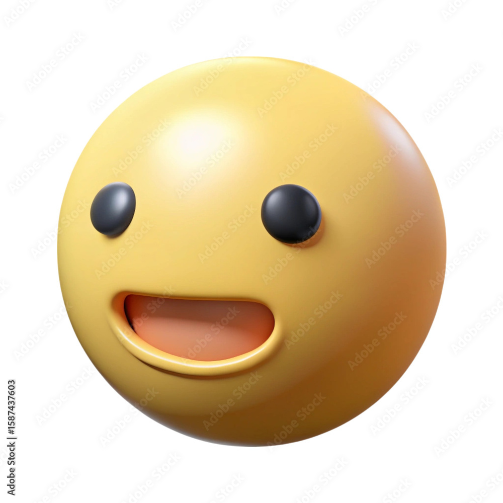 Fototapeta premium 3d render of a smiling yellow emoji on a black background for communication