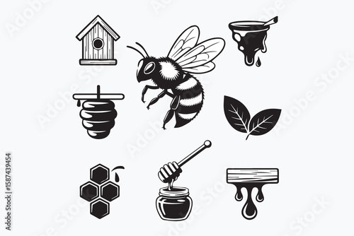 bee honeycomb illustration vector