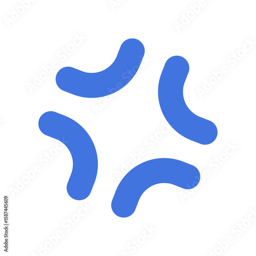 怒りマークの青いアイコン - シンプルでかわいい怒る･キレる、ムカつく感情のイメージパーツ素材