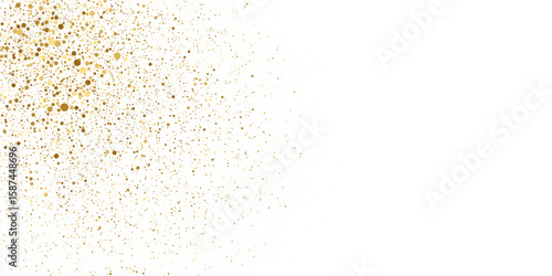 Gold glitter texture isolated on white. Gold color of winners. Confetti sparkle explosion. Celebration background. Vector illustration, eps 10