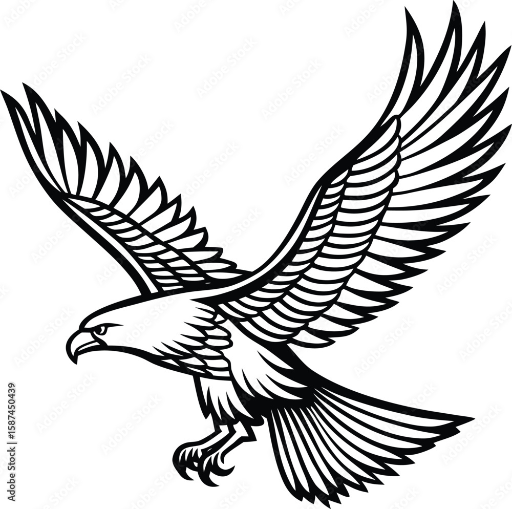 Fototapeta premium Majestic eagle in flight with outstretched wings and sharp talons bird