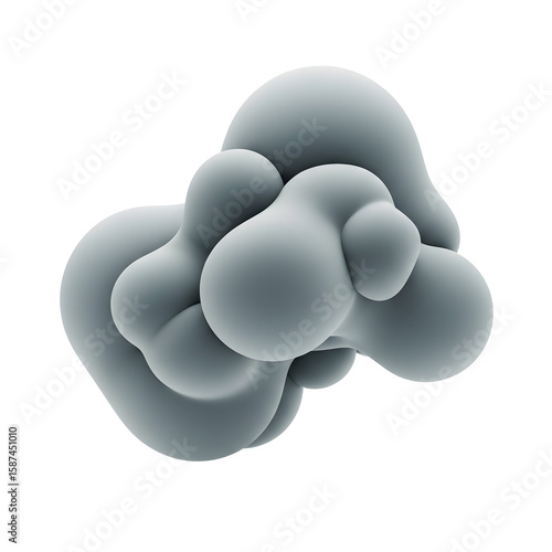 Abstract gray object against black backdrop