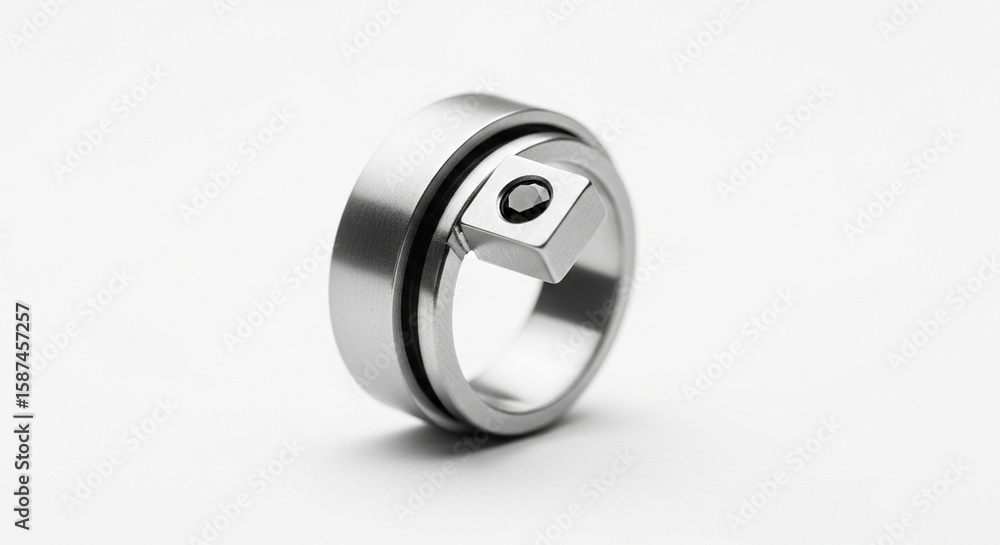 silver ring with diamond with white background silver ring with diamond with white background
