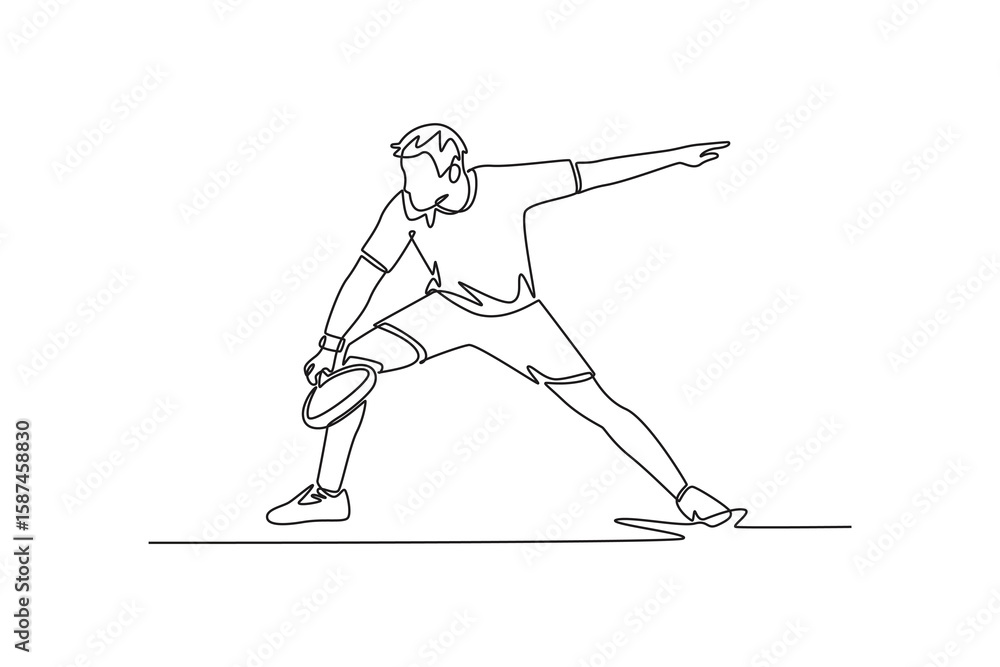 Fototapeta premium man playing Padel tennis player. padel concept. Single line draw design. Vector graphic illustration