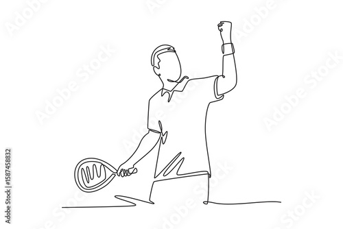 man playing Padel tennis player. padel concept. Single line draw design. Vector graphic illustration