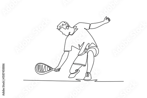Young athlete playing padel. padel concept. Single line draw design. Vector graphic illustration