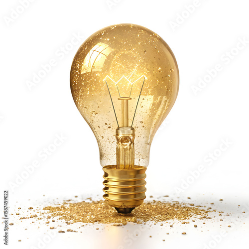 golden light bulb idea concept 3d rendering