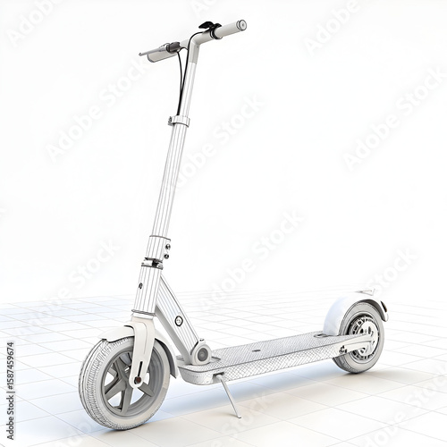 electric rechargeable scooter white color 3d render