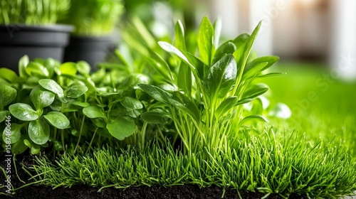 Wallpaper Mural Vibrant green plants growing in grassy setting Torontodigital.ca