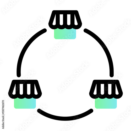 Franchise Network Icon - Flat Line Style Vector Icon