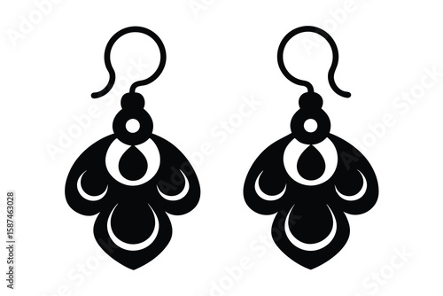 silver earrings with large oval shaped silhouette gemstones on a white background