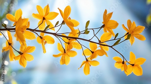 Wallpaper Mural Vibrant yellow flowers blooming branch spring nature photography Torontodigital.ca
