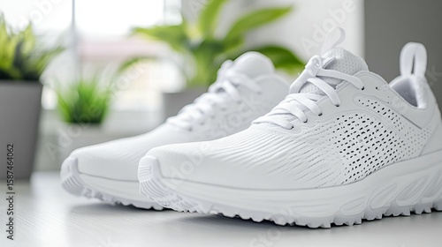 Wallpaper Mural White athletic shoes minimalist footwear product photography Torontodigital.ca