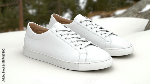 Wallpaper Mural White leather sneakers minimalist shoe design photography Torontodigital.ca