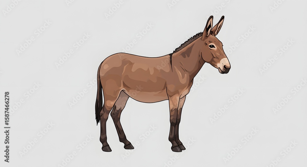 Obraz premium Illustration of a Brown Donkey Against a White Background