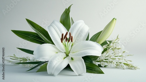 Wallpaper Mural White lily flower blossom close up photography Torontodigital.ca